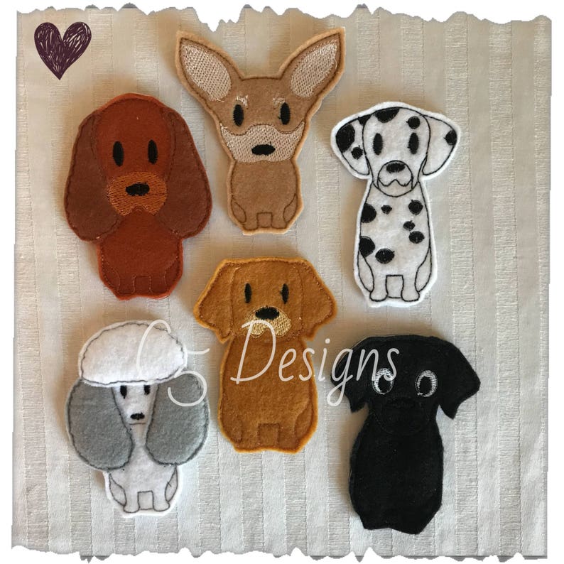 ITH Digital Embroidery Design Dog Finger Puppet Set 1&2 4X4 Etsy