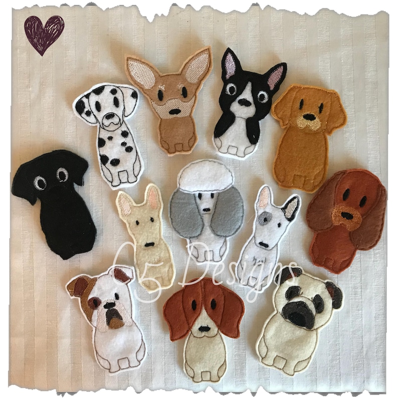 ITH Digital Embroidery Design Dog Finger Puppet Set 1&2 4X4 Etsy