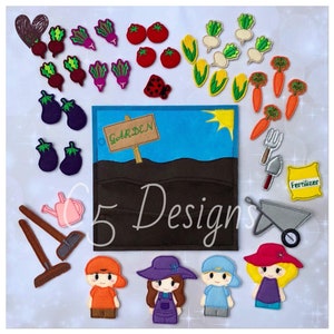 ITH Digital Embroidery Design - Garden Finger Puppet Set - 4X4 Hoops and Larger - Digital Instant Download - Many Formats