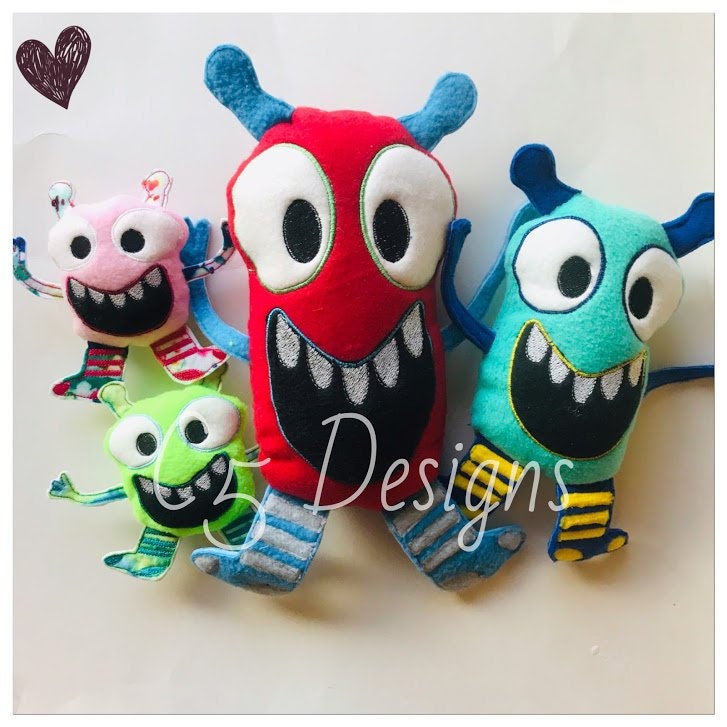 ITH Digital Embroidery Design - Monster Stuffie - 4X4 Hoop and Larger - Digital Instant Download - Comes in Many Formats