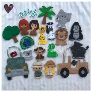 ITH Digital Embroidery Design - Jungle Safari Finger Puppet Set - 4X4 Hoops and Larger - Digital Instant Download - Comes in Many Formats