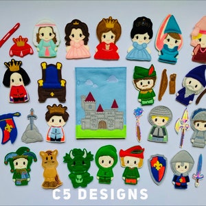 ITH Digital Embroidery Design - Medieval Finger Puppet Set with Busy Book Page - 4X4 Hoops and Larger - Instant Download - Many Formats