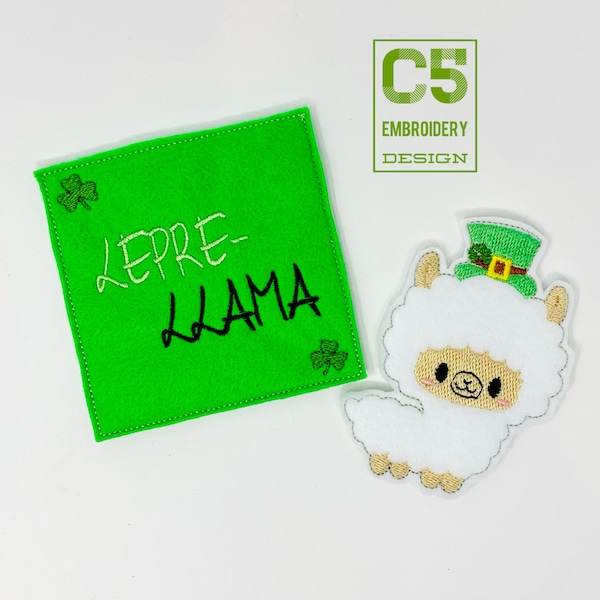 ITH Digital Embroidery Design - Lepre-Llama Card and Finger Puppet - 4X4 Hoops - Digital Instant Download - St. Patrick's Day