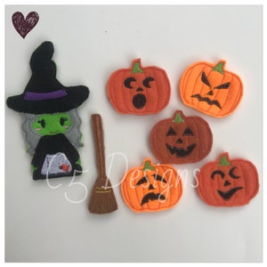 ITH Digital Embroidery Design - Five Little Pumpkins Finger Puppet Set ...