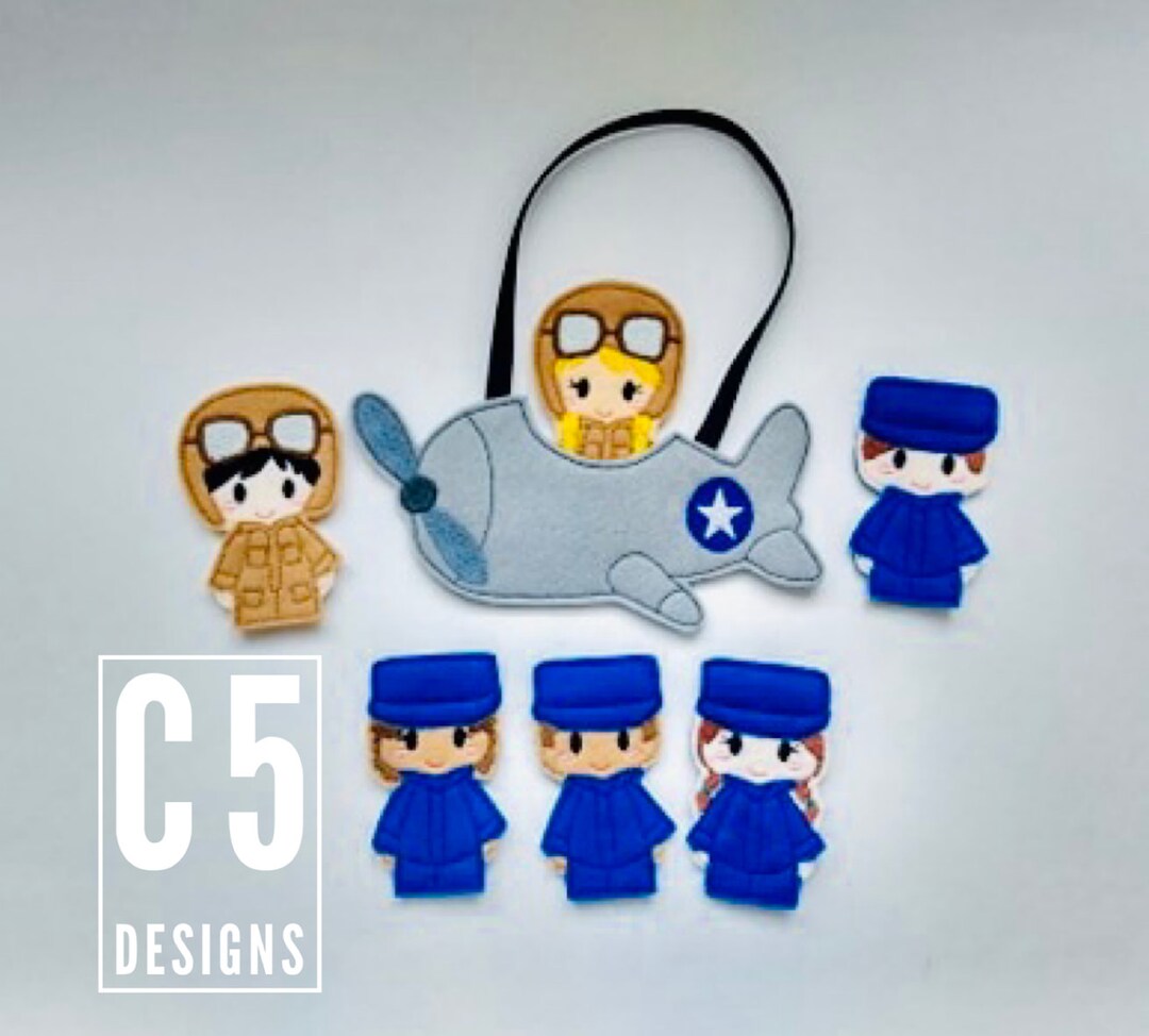 Lockheed Puppet Pattern ITH Digital Embroidery Design - Air Force Finger Puppet Set - 4X4 Hoops ...