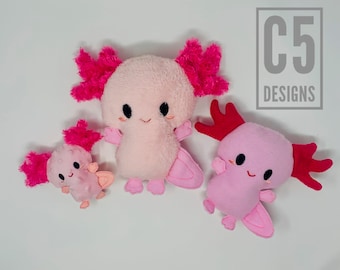 ITH Digital Embroidery Design - Axolotl Stuffie - 4X4 Hoop and Larger - Digital Instant Download - Comes in Many Formats