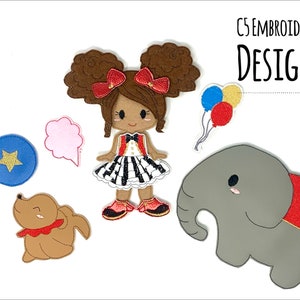 5x7 HOOP ONLY - ITH Digital Embroidery Design - 5x7 Felt Dress Up Circus Doll Set - 5x7 Hoop and Larger - Instant Download - Many Format