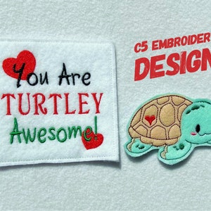 Design de broderie numérique ITH - Carte de Saint-Valentin tortue et marionnette à doigt - Cerceaux 4X4 et plus - Téléchargement instantané numérique Saint-Valentin