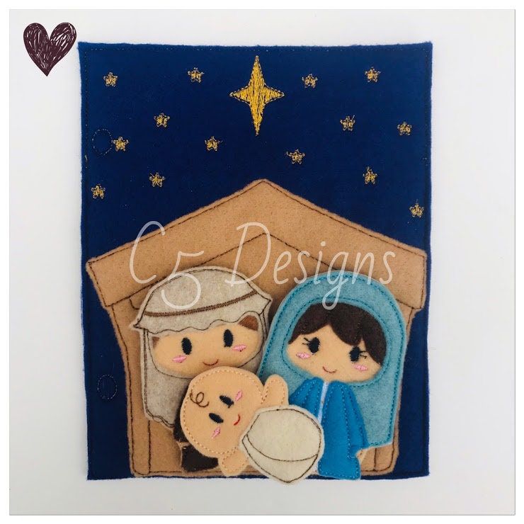 ITH Digital Embroidery Design Nativity Finger Puppet Set Etsy