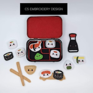 ITH Digital Embroidery Design - Sushi Tin Set -  Felties