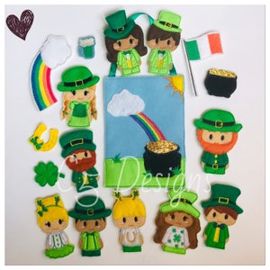ITH digitale ricamo Design - San Patrizio giorno Finger Puppet Set - 4 X 4 cerchi e più grandi - digitale Instant Download - molti formati