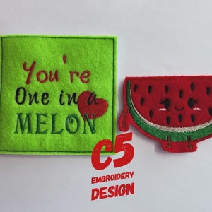 ITH Digital Broderie Design- Pastèque Valentine Card et Finger Puppet - 4X4 Hoops and Larger - Téléchargement instantané numérique Saint-Valentin