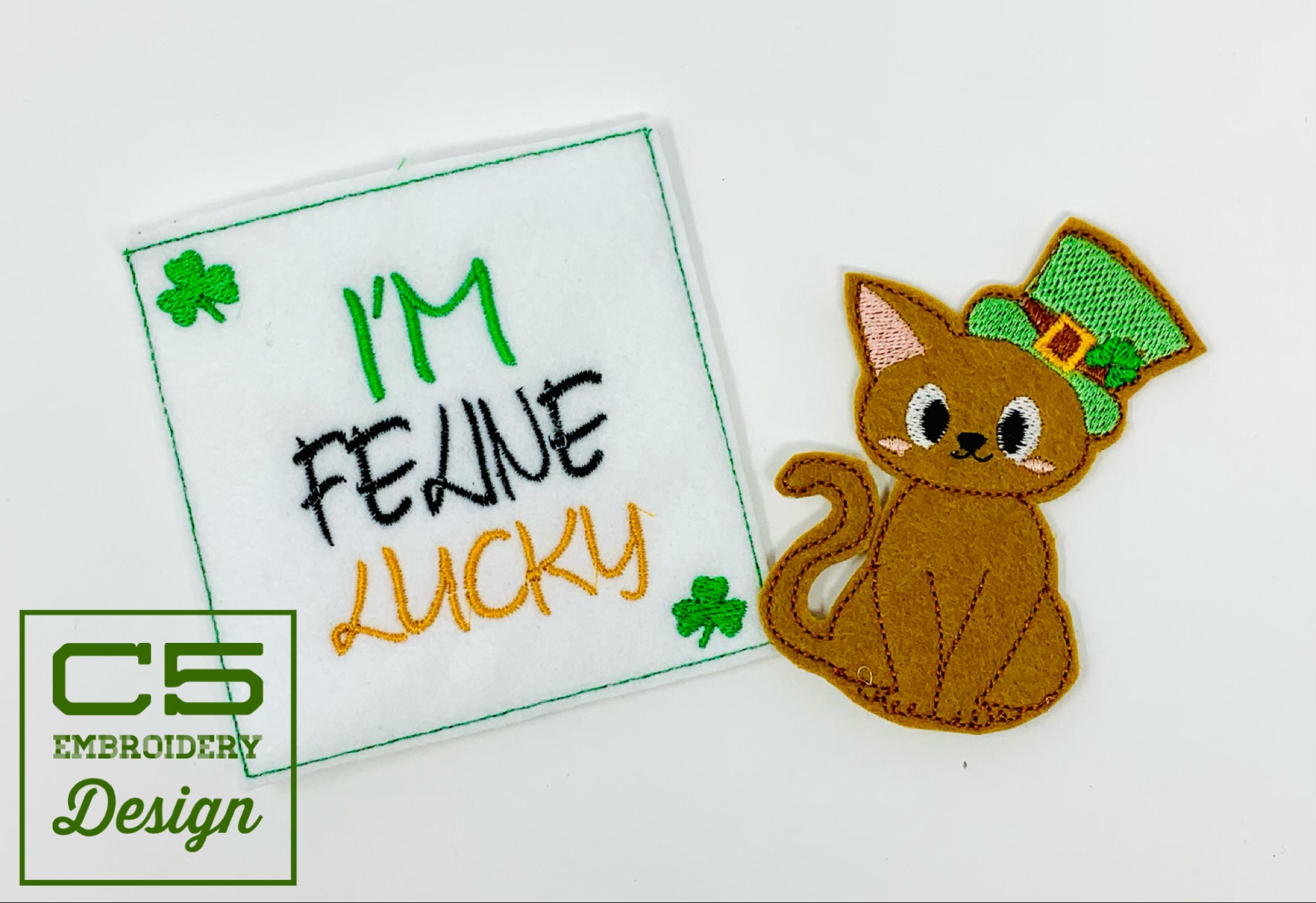 ITH Digital Embroidery Design Feline Lucky Card and Finger - Etsy