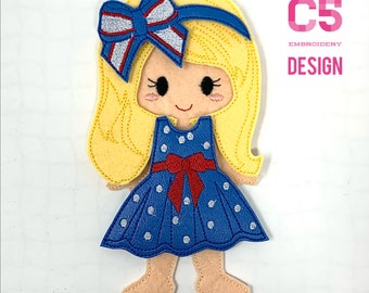 5x7 HOOP ONLY - ITH Digital Embroidery Design - 5x7 Felt Dress Up Doll #2 - 5x7 Hoop and Larger - Instant Download - Many Format