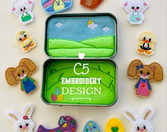 ITH Digital Embroidery Design - Easter Bunny Tin Set -  Felties