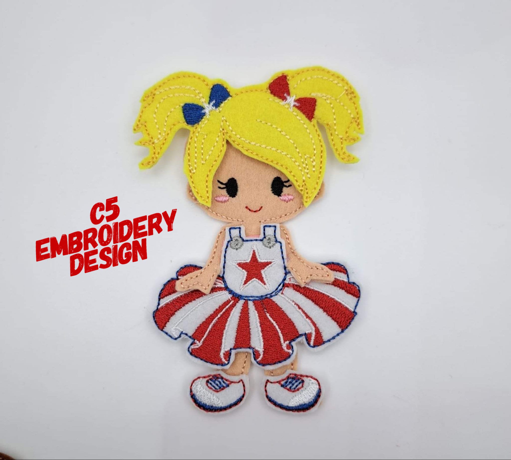 4X4 HOOP ONLY - ITH Digital Embroidery Design - 4X4 Felt Dress Up 4th of July Ballet Doll Set - 4X4 Hoop and Larger - Instant Download