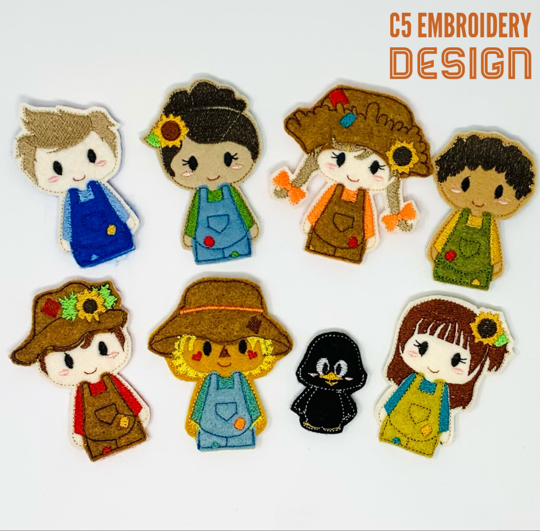 ITH Digital Embroidery Design - Pumpkin Patch Finger Puppet Set - 4X4 ...