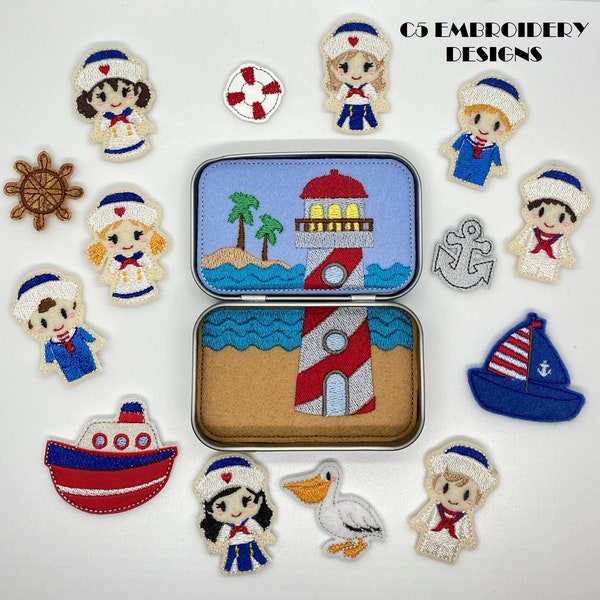 ITH Digital Embroidery Design - Sailing in the Ocean Tin Set -  Felties