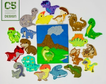 ITH Digital Embroidery Design - Dinosaurs Finger Puppet Set - 4X4 Hoops and Larger - Digital Instant Download - Many Formats Dinosaur