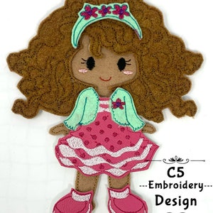 5x7 HOOP ONLY - ITH Digital Embroidery Design - 5x7 Felt Dress Up Doll #4 - 5x7 Hoop and Larger - Instant Download - Many Format