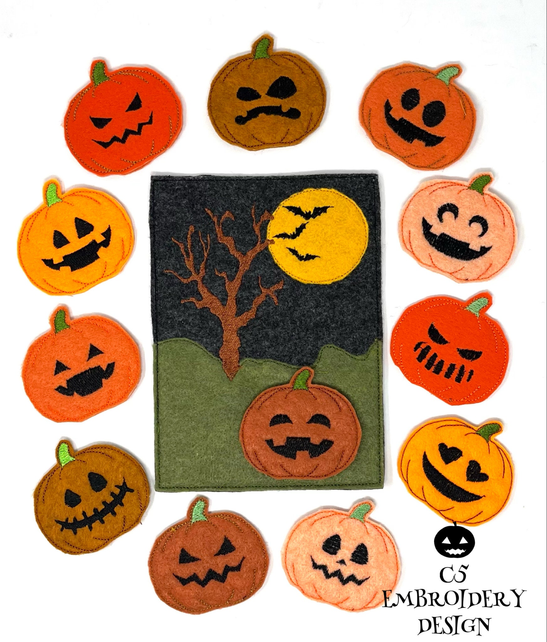ITH Digital Embroidery Design Pumpkin Expressions Finger - Etsy