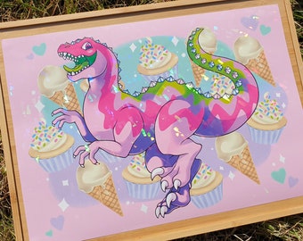 Candysaurus | Dinosaur | Holographic | A4 Print