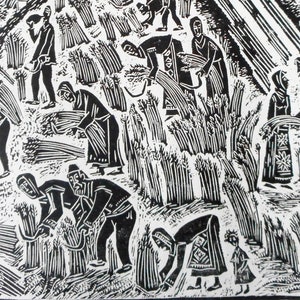 Biblical linocut illustration of Ruth and Booz image 3