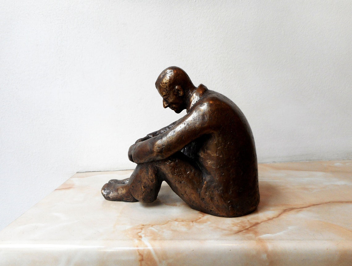 Home Sculpturerealistic Sculpture of a Sad Manbronze - Etsy