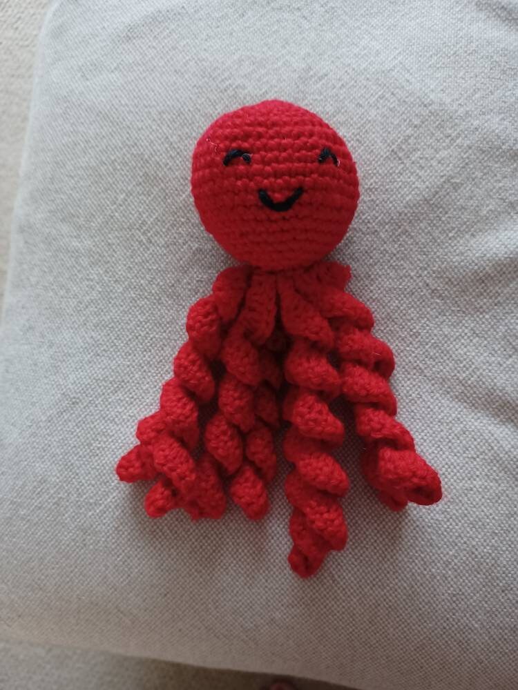 Crocheted Octopus /  NICU safe / preemie /  multicolor / toy / boy / girl / plush / under the sea / twirly - Thumbnail 7