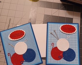 Handmade Knitting & Crochet Greeting Card, Yarn Lover Card, Handmade Blank Card, Fiber Artist Gift, Crochet Birthday Card, Embossed