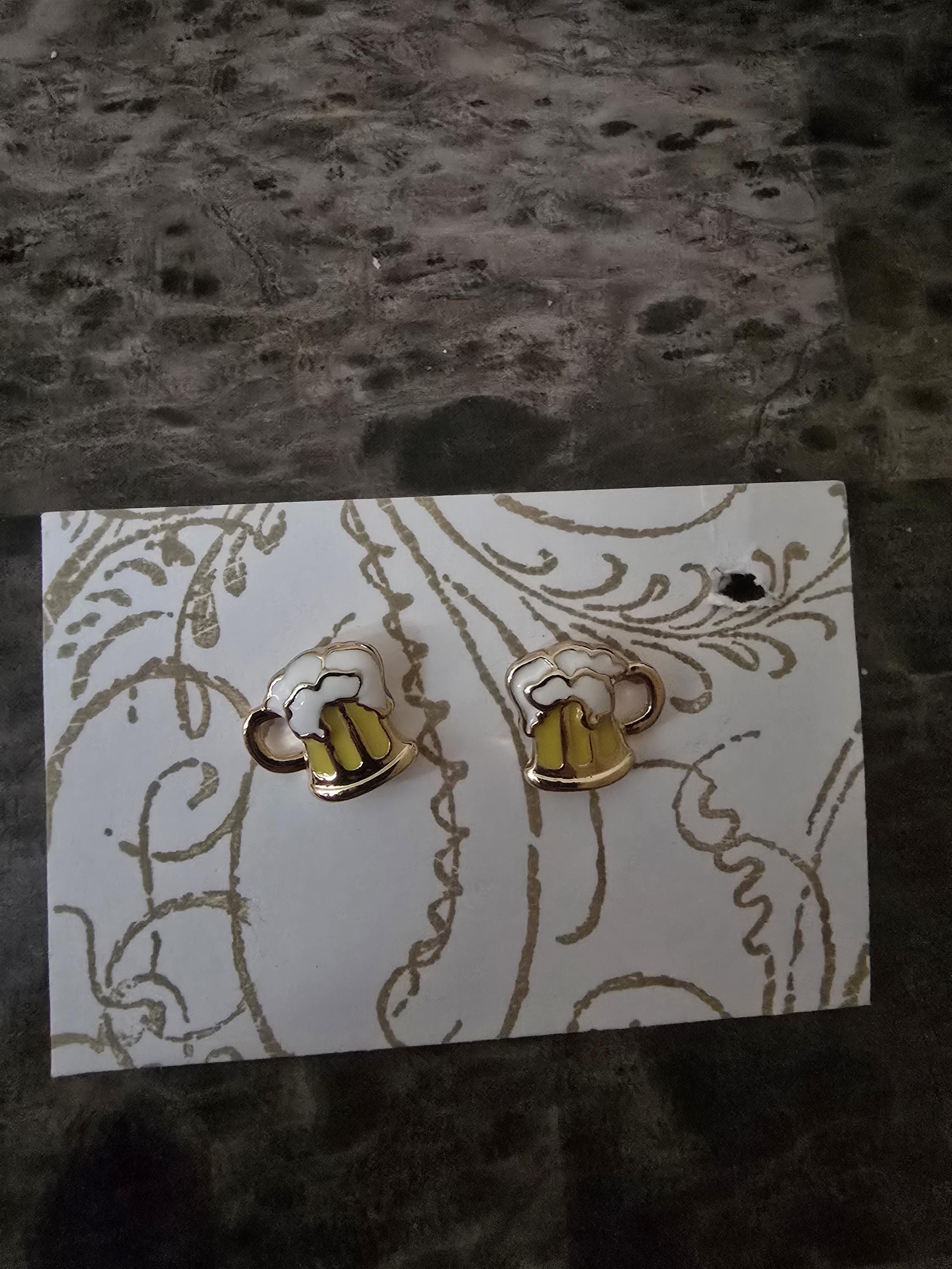 Beer Stud Earring / acrylic / nickel free / stud / beer / beverage