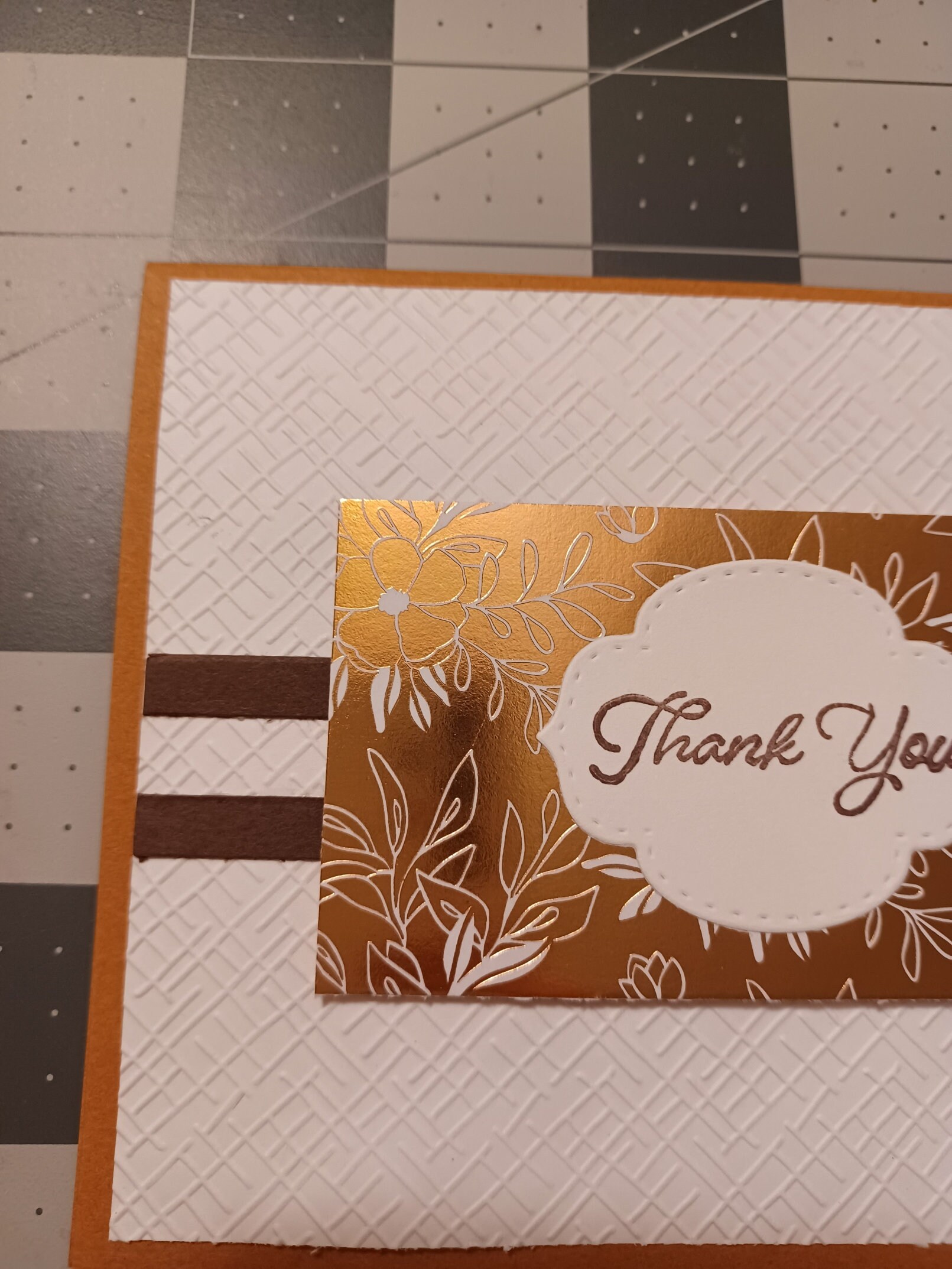 Rose gold Thank you card / floral / handmade / metallic / thank you / white / dark brown / leaves - Thumbnail 6