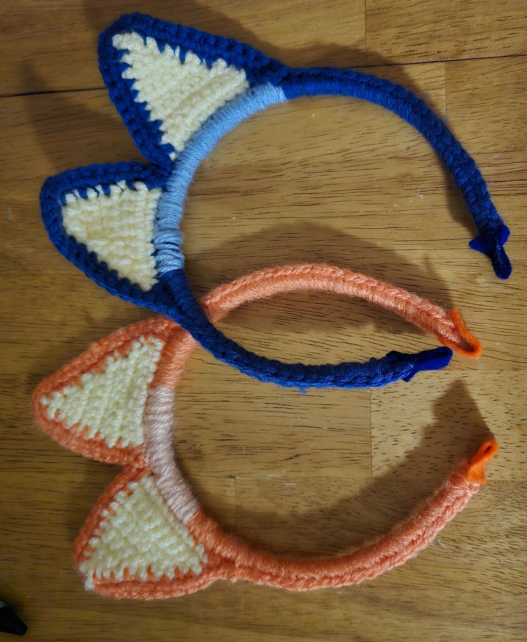 Dog Ear Headband / Blue dog / Children's dress-up / headband / crocheted / handmade / Australian / Heeler / blue / orange / gray / Bluey - Thumbnail 6