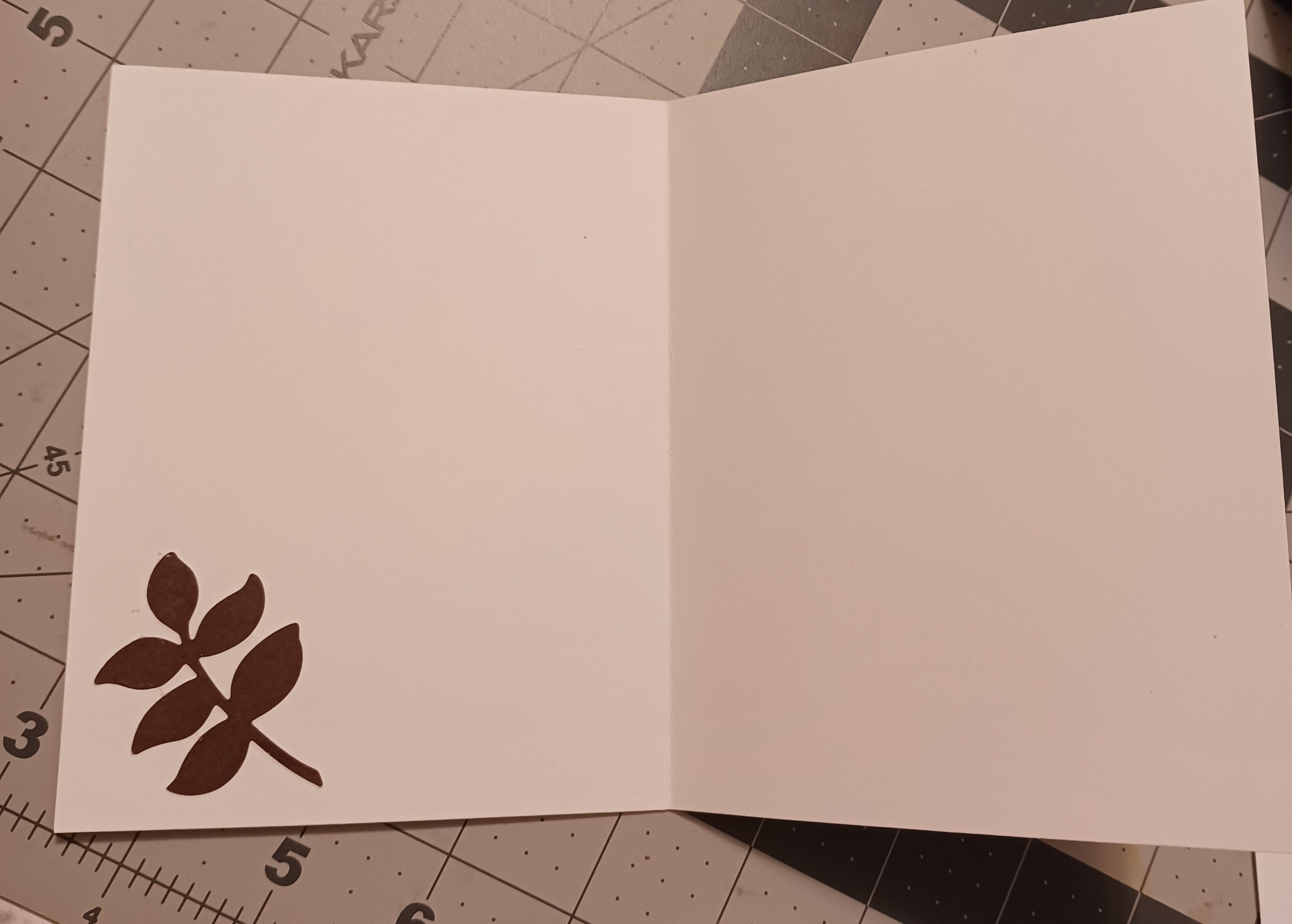Rose gold Thank you card / floral / handmade / metallic / thank you / white / dark brown / leaves - Thumbnail 3