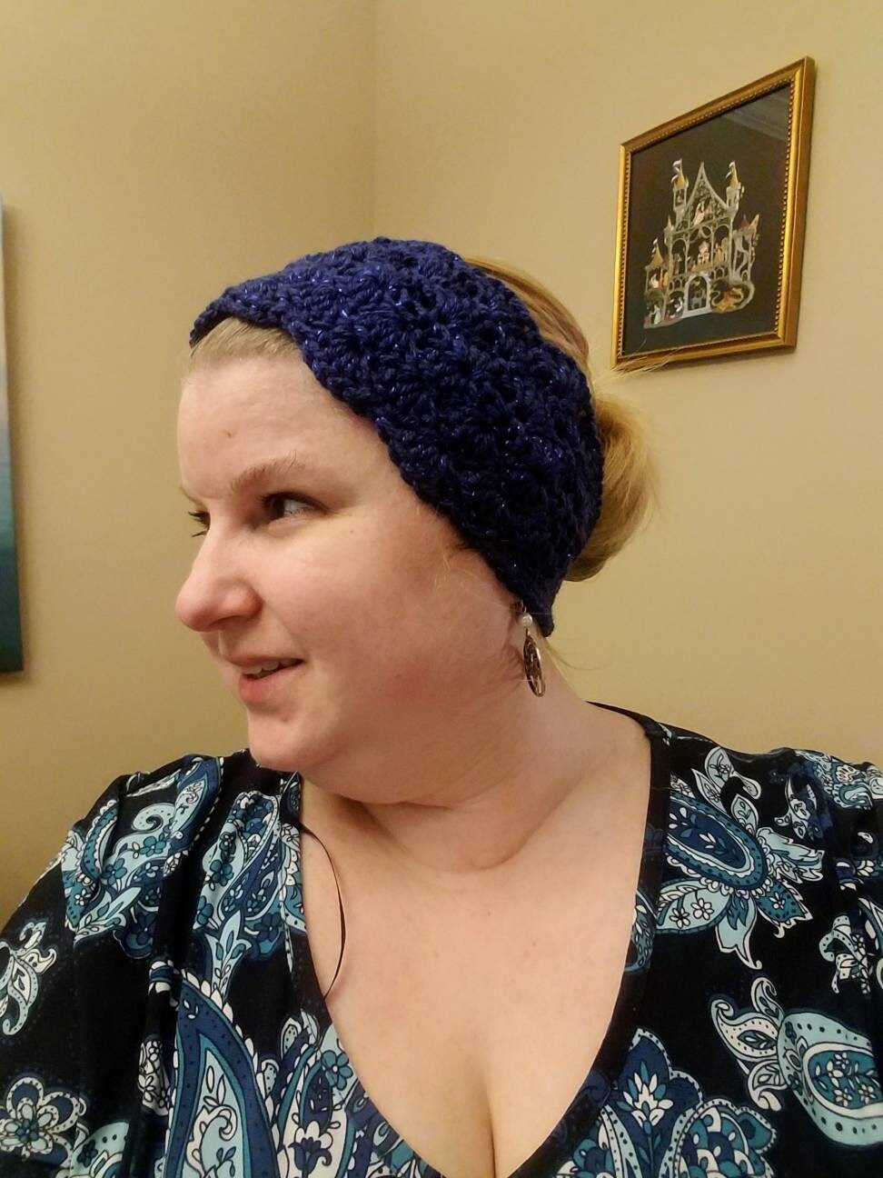 Crocheted Ear Warmer Headband / crochet / outerwear / head wear / headband / crochet / decorative / cold weather / for her - Thumbnail 5