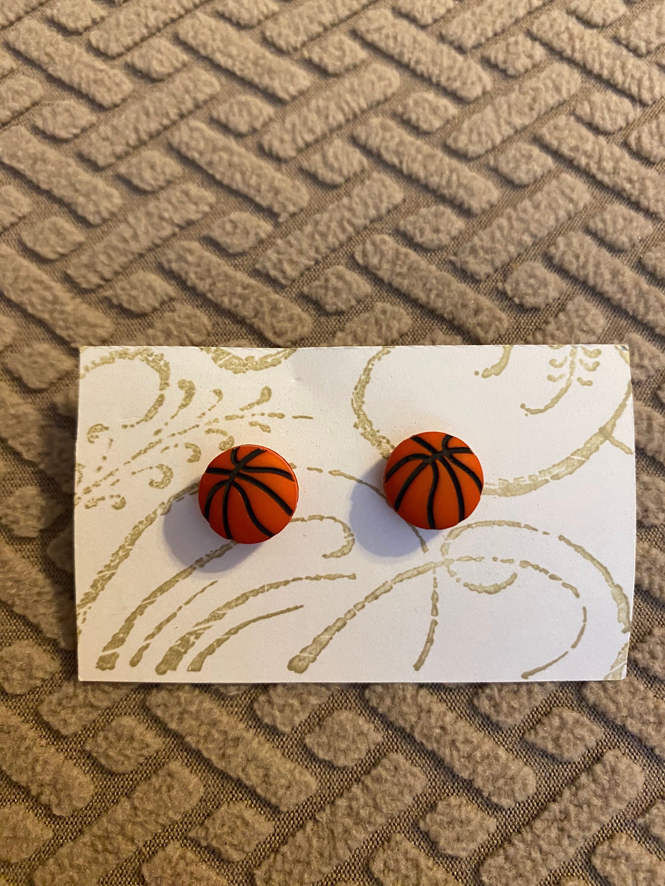 Basketball Stud Earrings / basketball / sports / simple / orange / ball / hoops / minimalist - Image 1
