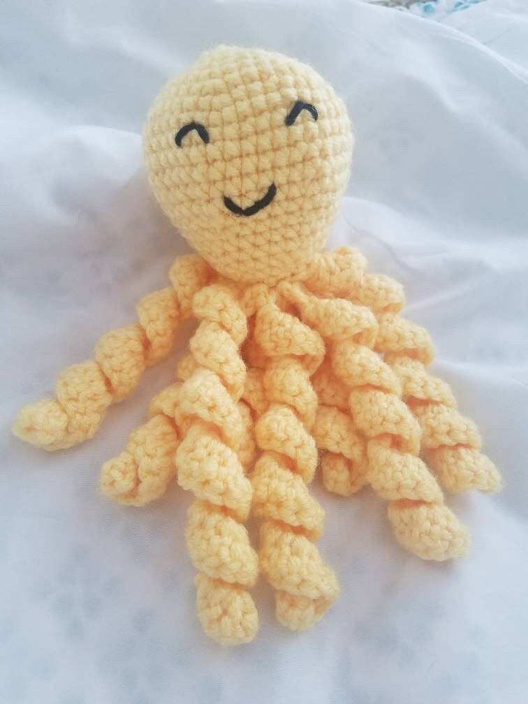 Crocheted Octopus /  NICU safe / preemie /  multicolor / toy / boy / girl / plush / under the sea / twirly - Thumbnail 5