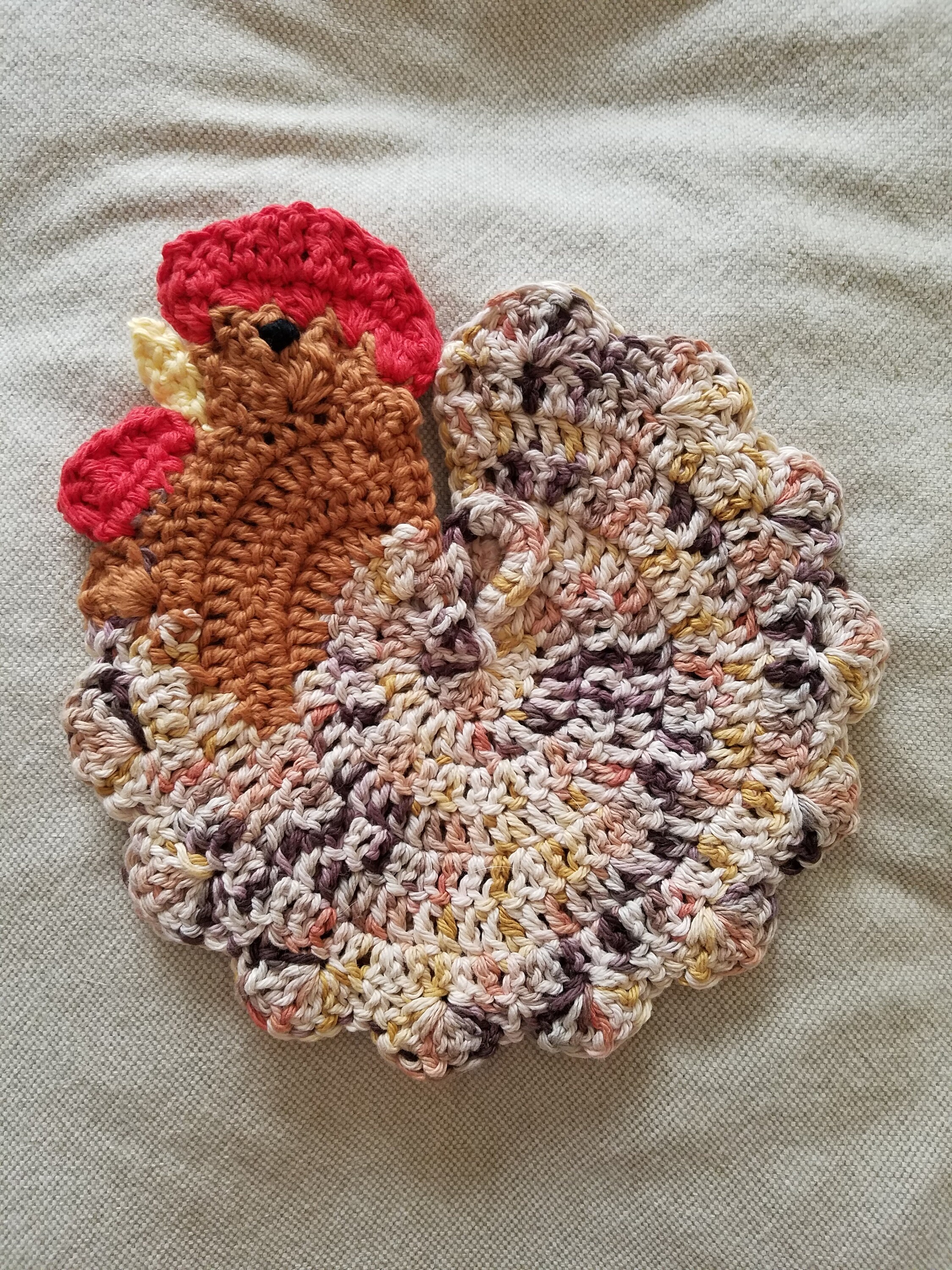 Rooster Potholder /  hot pad / kitchen / decor / cotton / yarn / crochet / handmade