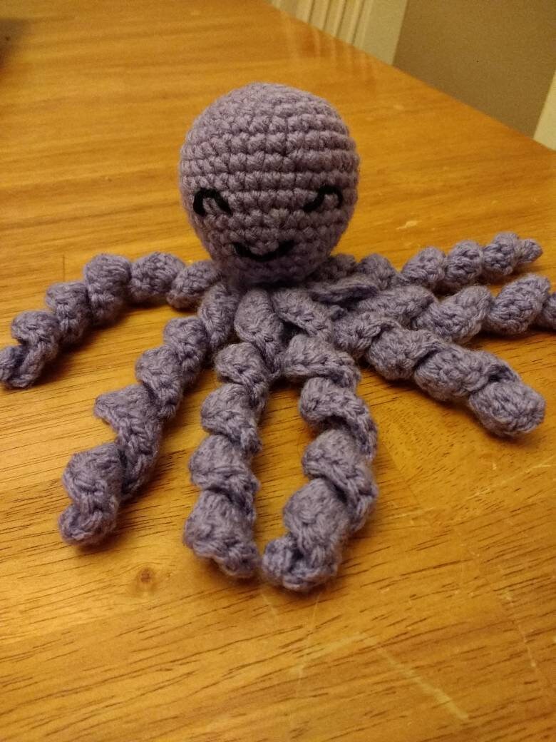 Crocheted Octopus /  NICU safe / preemie /  multicolor / toy / boy / girl / plush / under the sea / twirly - Thumbnail 2