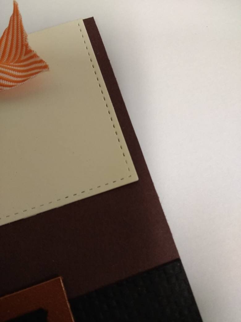 Pilgrim / Thanksgiving / greeting card / buckle / ribbon / stitched / handcrafted / hand stamped (individual card) - Thumbnail 3