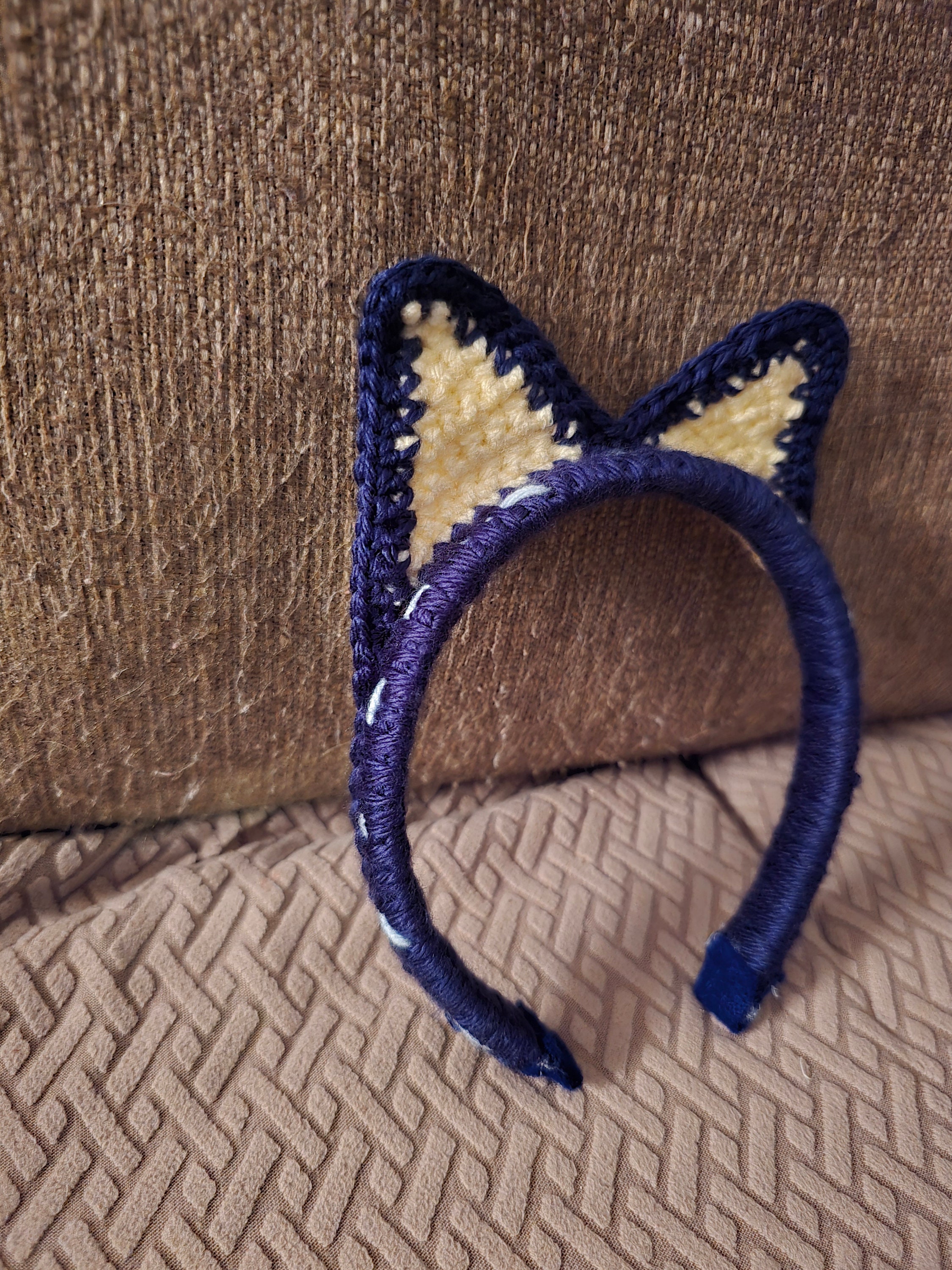Dog Ear Headband / Blue dog / Children's dress-up / headband / crocheted / handmade / Australian / Heeler / blue / orange / gray / Bluey - Thumbnail 7