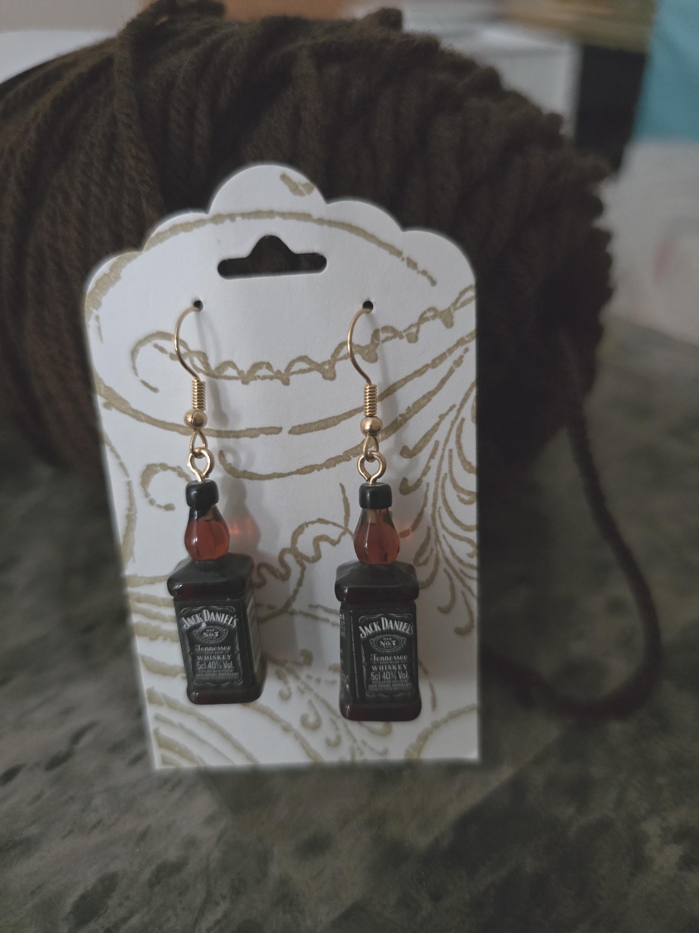 Jack Whiskey bottle earring / 3D charm / Fall icon / nickel free / fish hook