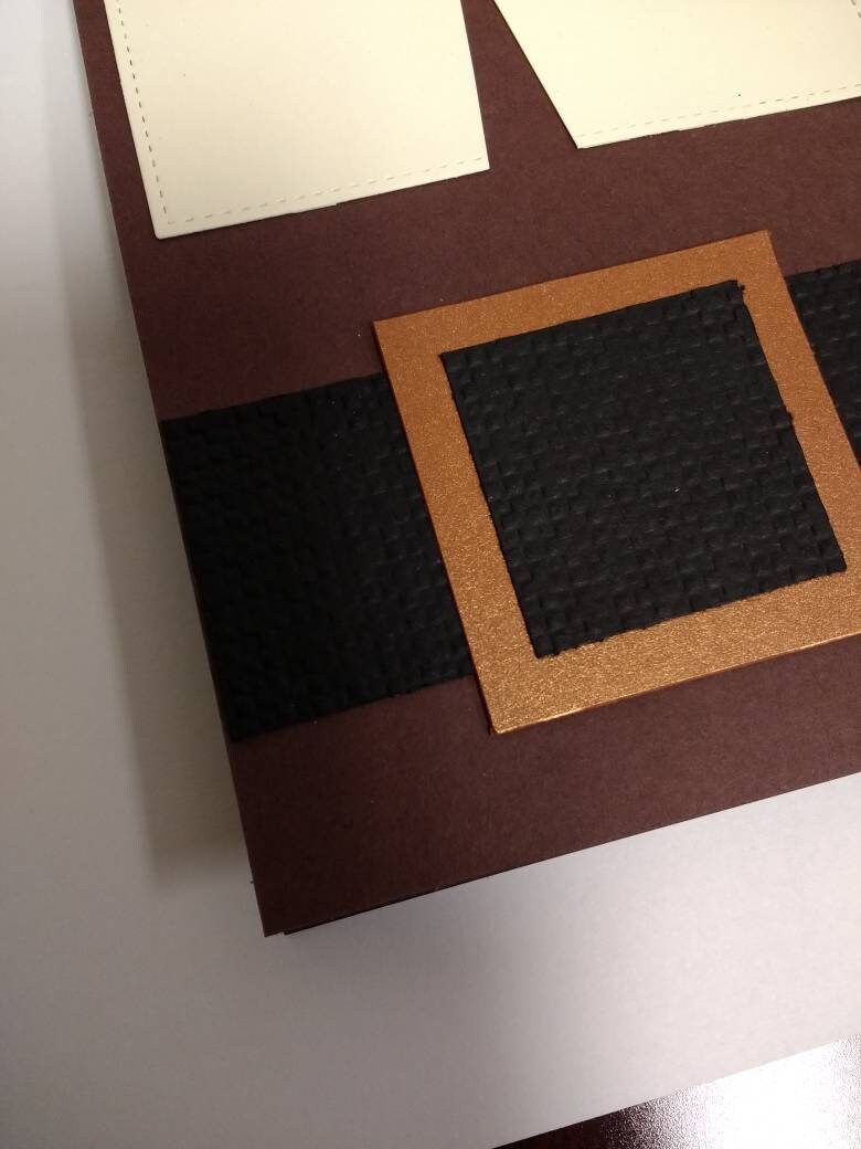 Pilgrim / Thanksgiving / greeting card / buckle / ribbon / stitched / handcrafted / hand stamped (individual card) - Thumbnail 4