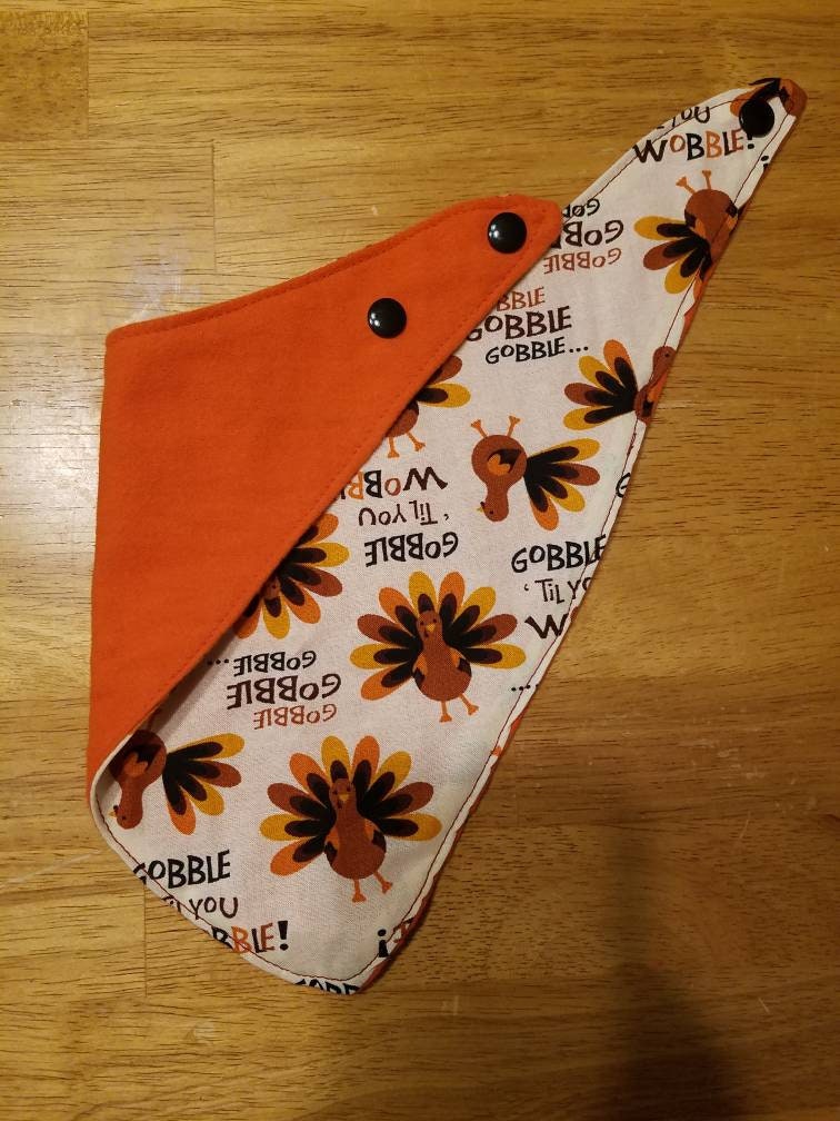 Gobble Baby Bib / Gobble Till you Wobble / Turkey / Thanksgiving / baby / bib / bandana / orange - Thumbnail 4
