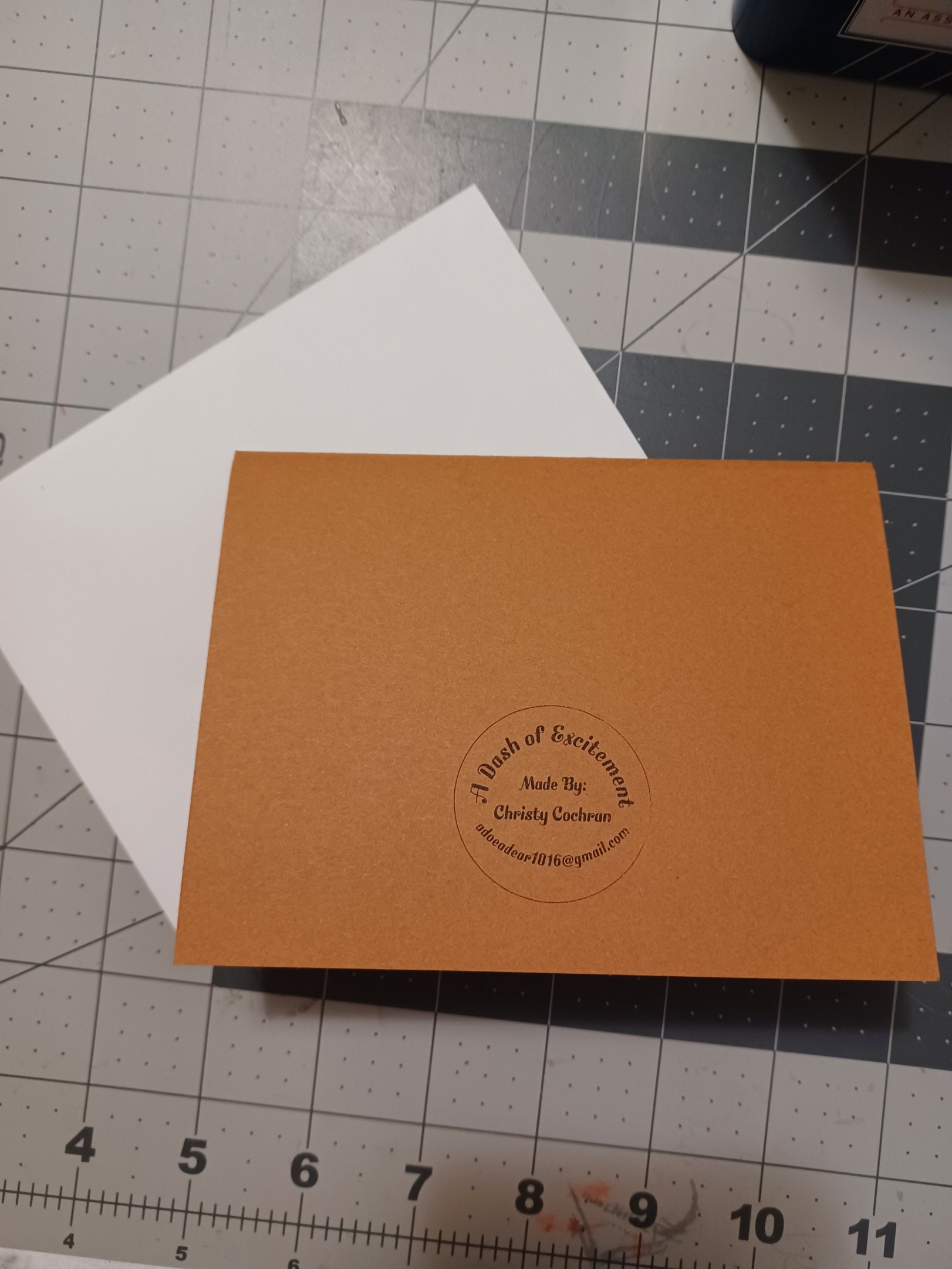 Rose gold Thank you card / floral / handmade / metallic / thank you / white / dark brown / leaves - Thumbnail 4
