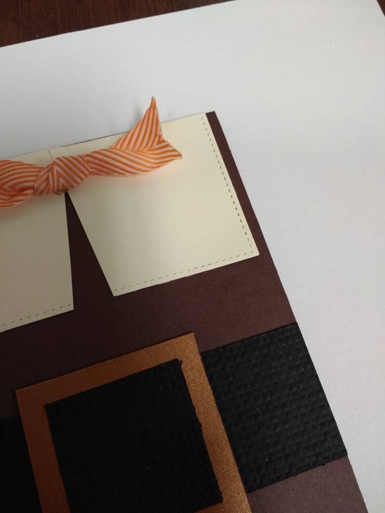 Pilgrim / Thanksgiving / greeting card / buckle / ribbon / stitched / handcrafted / hand stamped (individual card) - Thumbnail 5