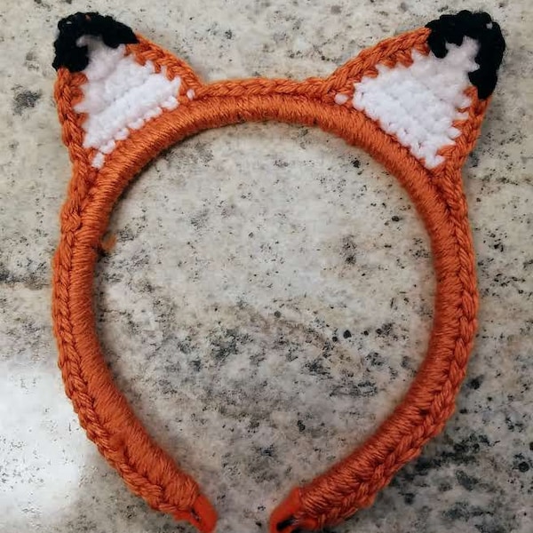 Fox / Headband / Crochet / Handmade / Dress up / Skinny / Orange / Ears / Animal