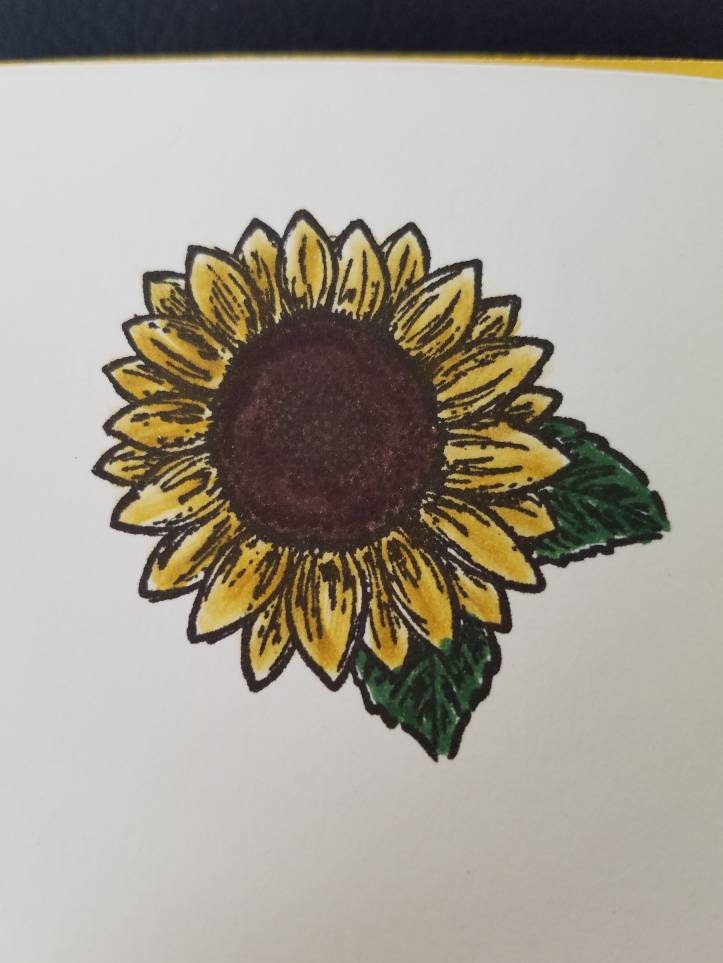 Sunflower Thanks a bunch card \ trellis \ handmade \ yellow \ sunflower \ hand stamped \ embossed - Thumbnail 4