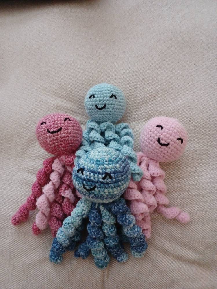 Crocheted Octopus /  NICU safe / preemie /  multicolor / toy / boy / girl / plush / under the sea / twirly - Thumbnail 6