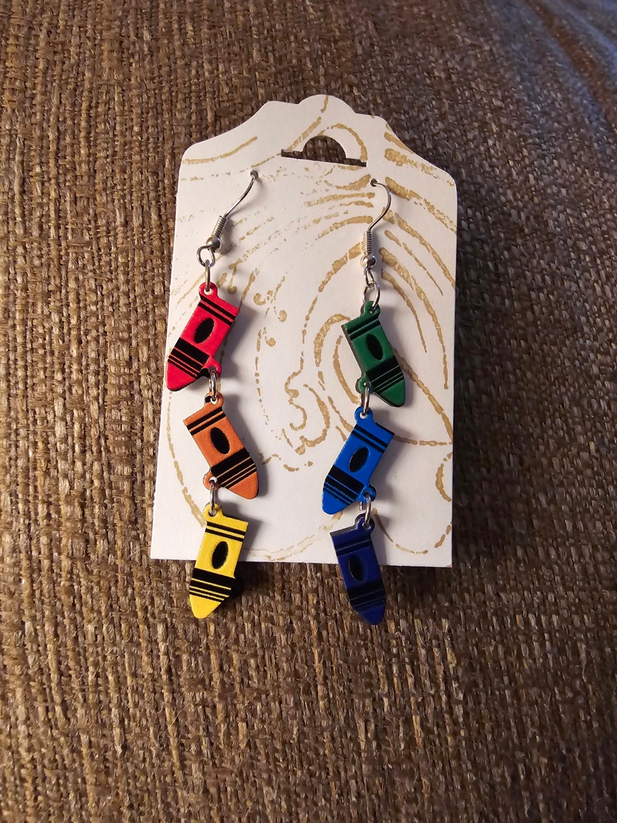 Crayon Earring / Back to School / nickel free / fish hook / Teacher  / lightweight / multicolor